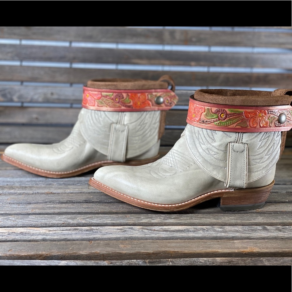SOLD Size 8 Upcycled Frye boots, ankle boots
